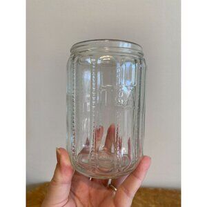 Vintage Hoosier Cabinet Glass TEA Embossed Jar Raised Ribbed Design No Lid 5.25"